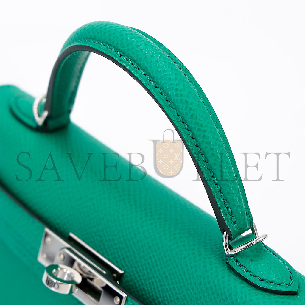 H**mes kelly 20 epsom vert jade handbag h083850ckab (19*12.5*5.5 cm)