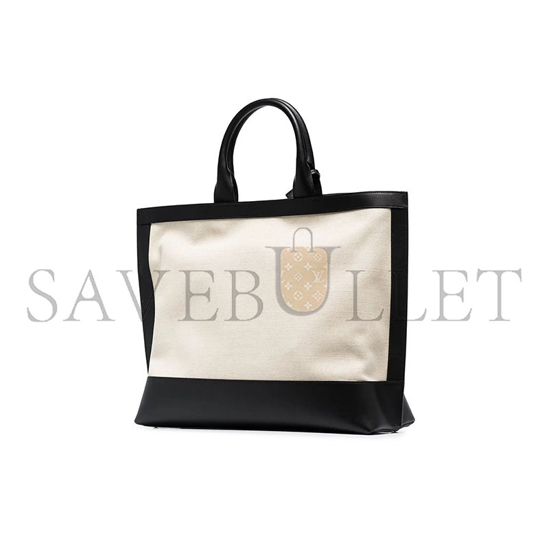 Y*L calfskin linen two tone shopping tote black 6197571560143 (41.5*34*14cm)