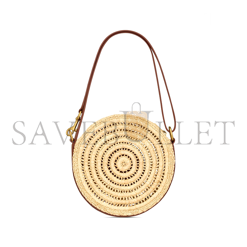 Y*L raffia and leather round bag natural and brick 744292gaadq (21*21*4cm)