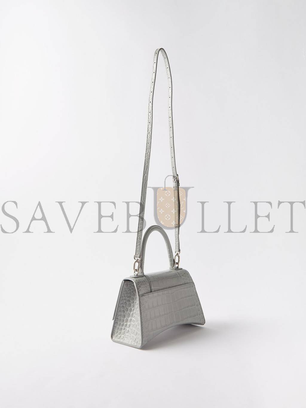 Ba*len*cia*ga grey hourglass s crocodile-effect leather bag matchesfashion us (22.5*14*10cm)