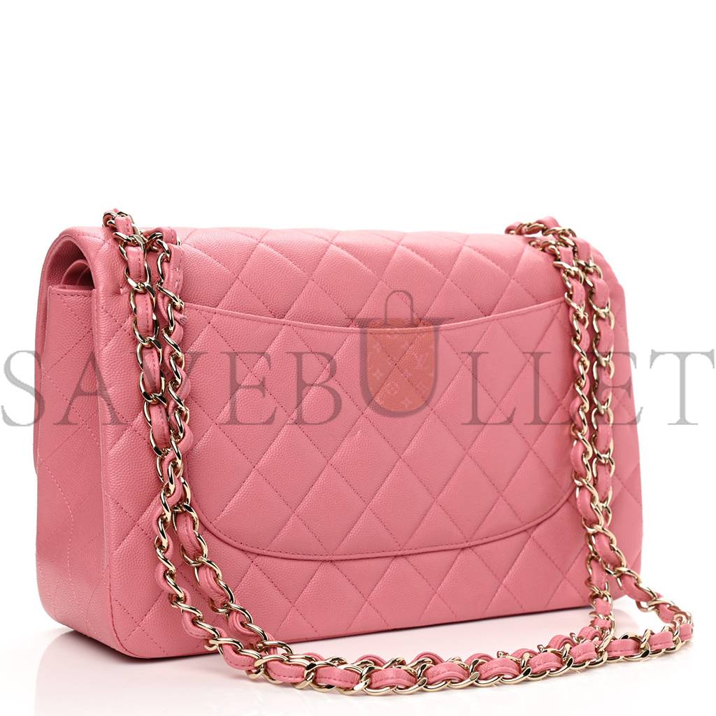 Ch*el caviar quilted jumbo double flap dark pink rose gold hardware (30*19*9cm)