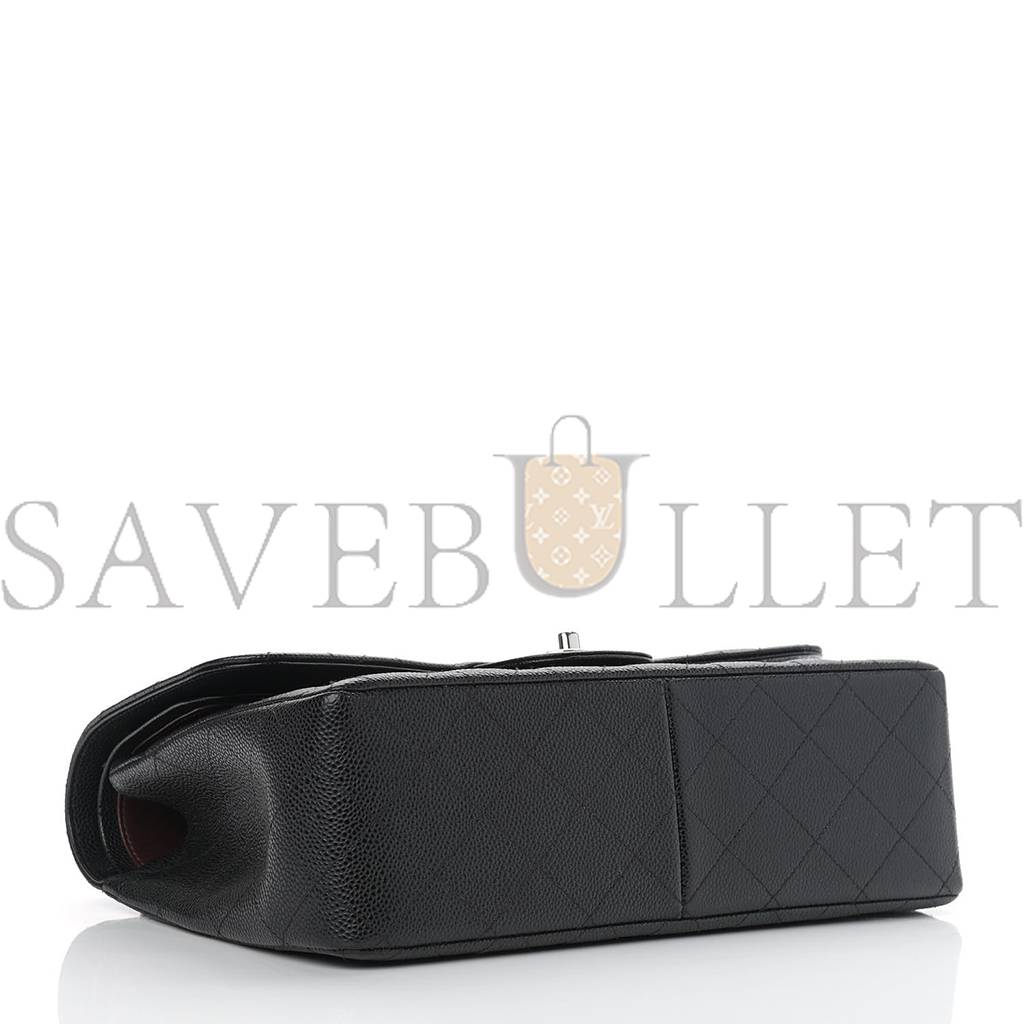 Ch*el caviar quilted jumbo double flap black silver hardware (30*20*9cm)