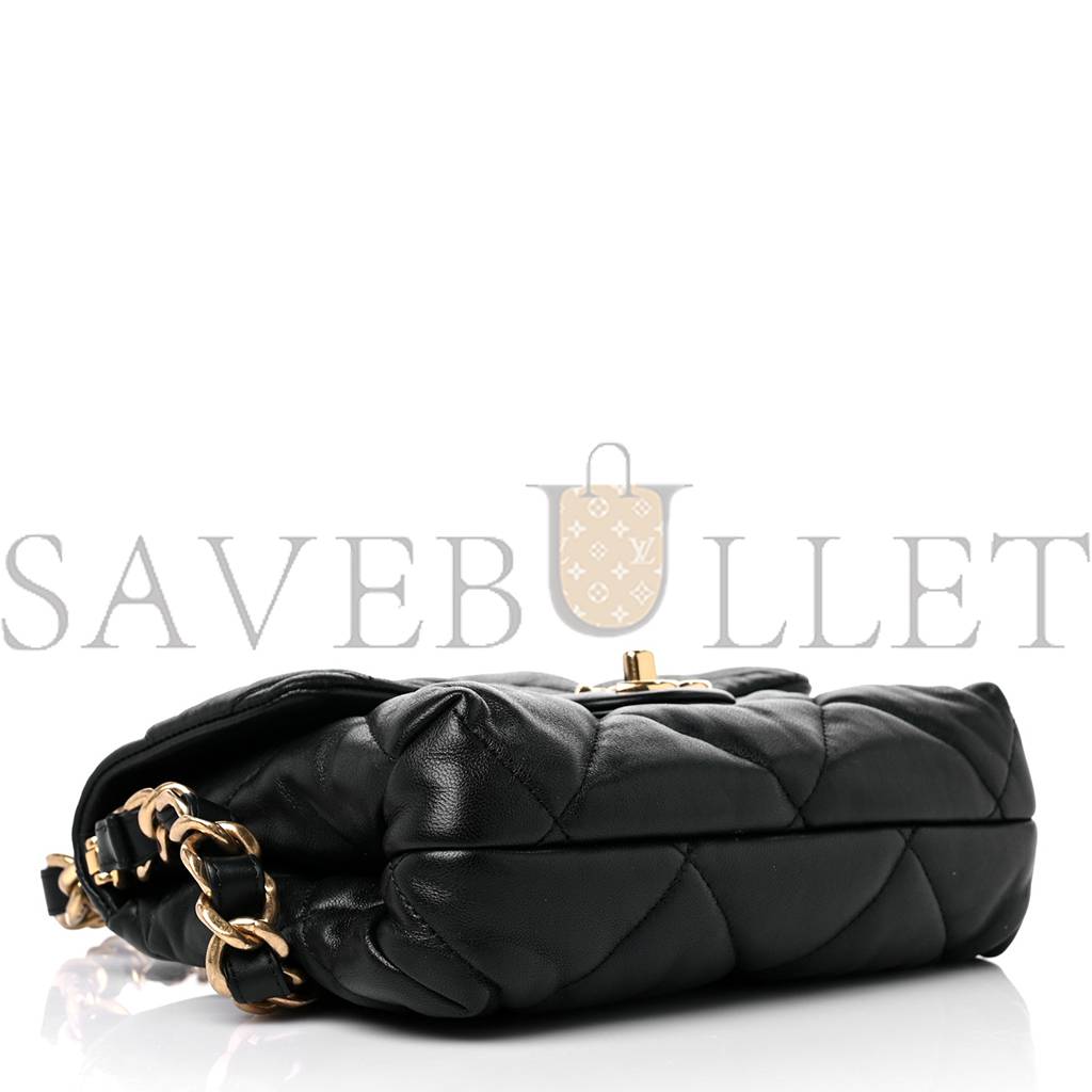 Ch*el lambskin quilted chain top handle flap black gold hardware (19*18*3cm)