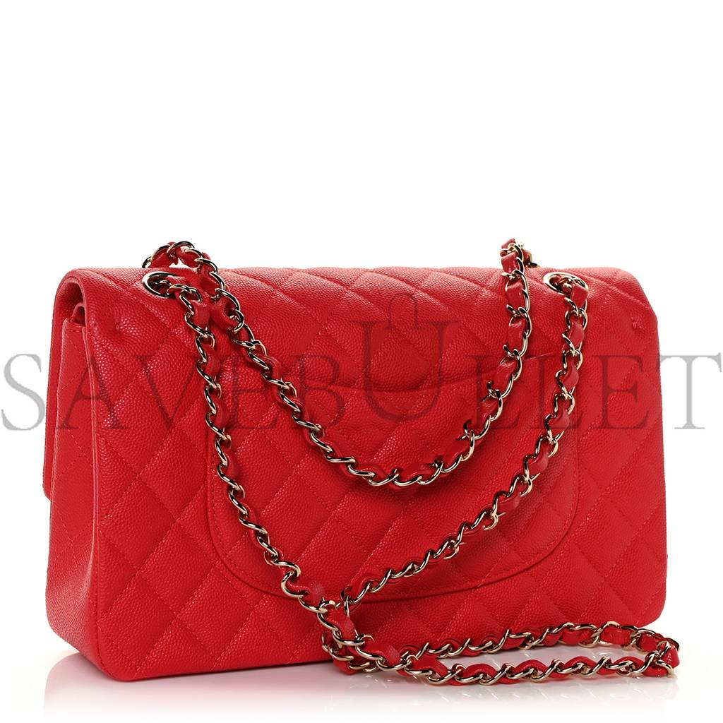 Ch*el caviar quilted medium double flap red rose gold hardware (25*15*6cm)
