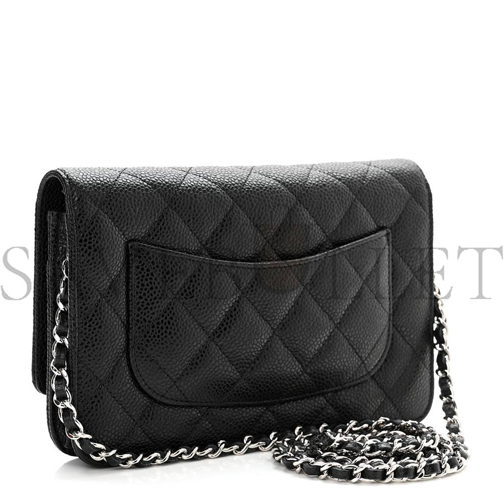 Ch*el caviar quilted large coco handle flap black silver hardware (20*13*4cm)