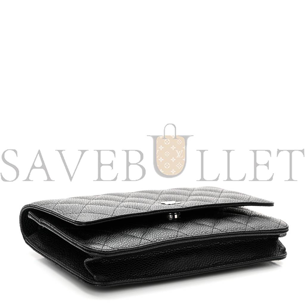 Ch*el caviar quilted large coco handle flap black silver hardware (20*13*4cm)