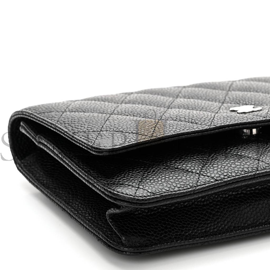 Ch*el caviar quilted large coco handle flap black silver hardware (20*13*4cm)