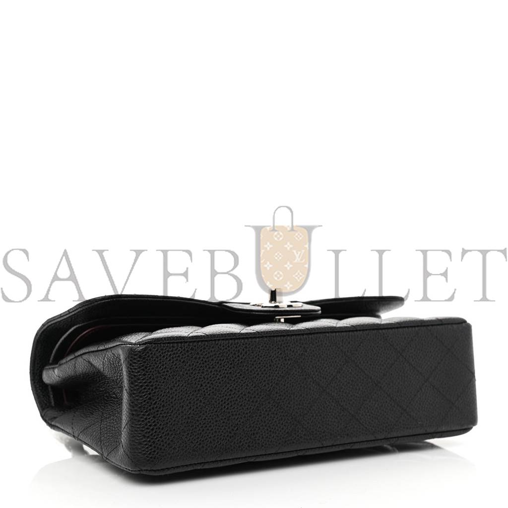 Ch*el caviar quilted small double flap black silver hardware (23*14*6cm)