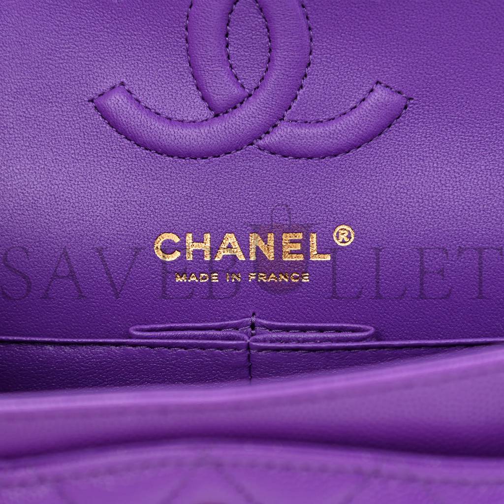 Ch*el caviar quilted small double flap dark purple rose gold hardware (23*14*6cm)