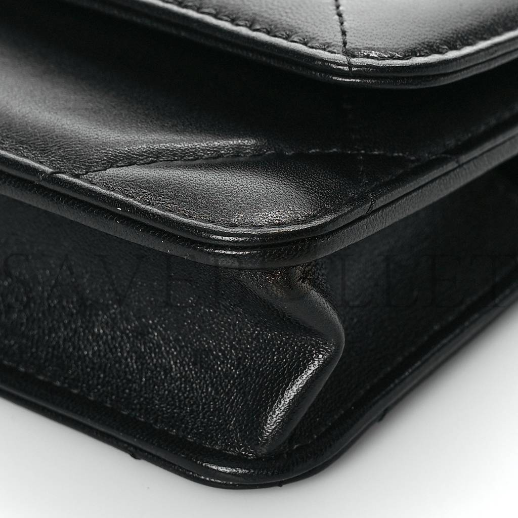 Ch*el lambskin quilted Ch*el 19 flap phone holder with chain black gold hardware (17*10*4cm)