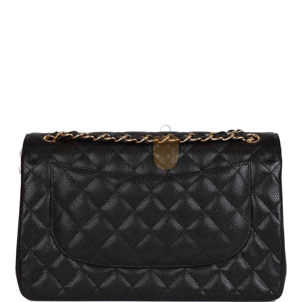 Ch*el jumbo classic double flap bag black caviar gold hardware (30*20*9cm)