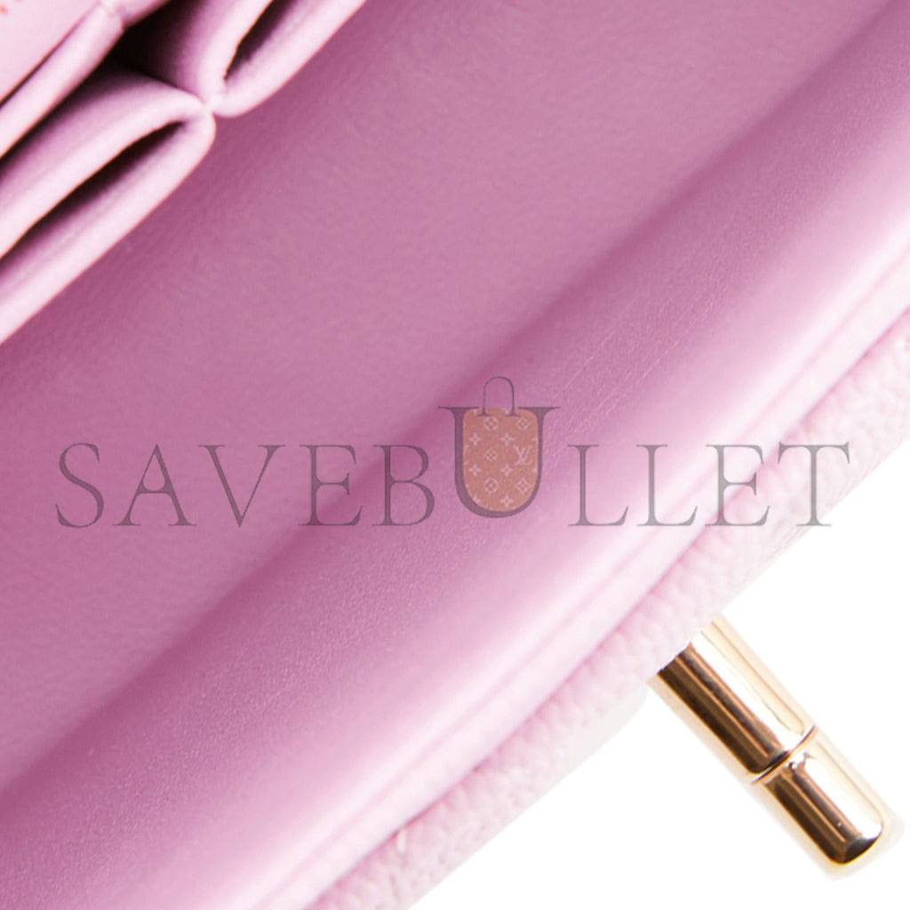 Ch*el medium classic double flap bag rose clair caviar light gold hardware (25*15*7cm)