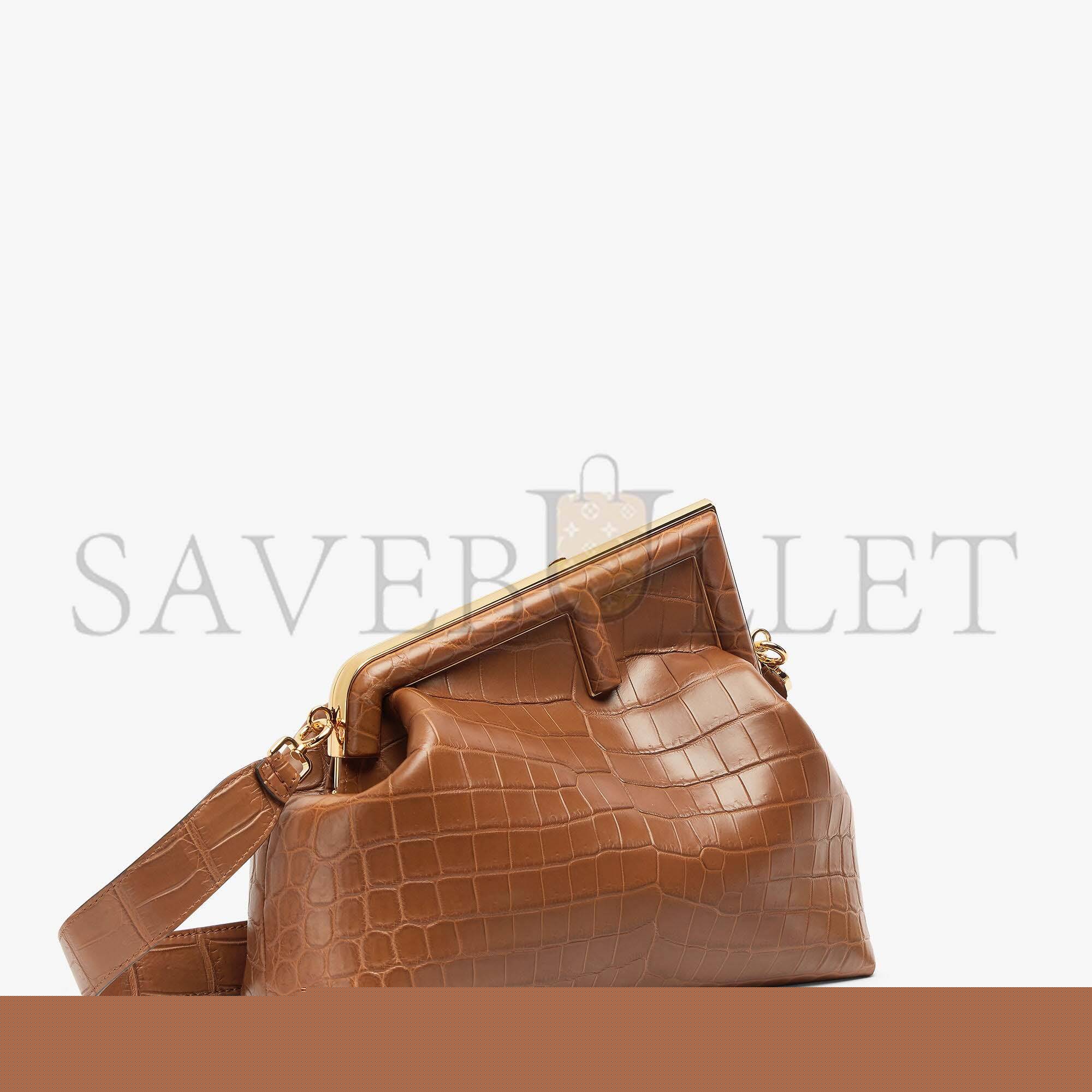 F**di first medium - brown crocodile leather bag 8bp127agxtf0l1a (32.5*23.5*15cm)