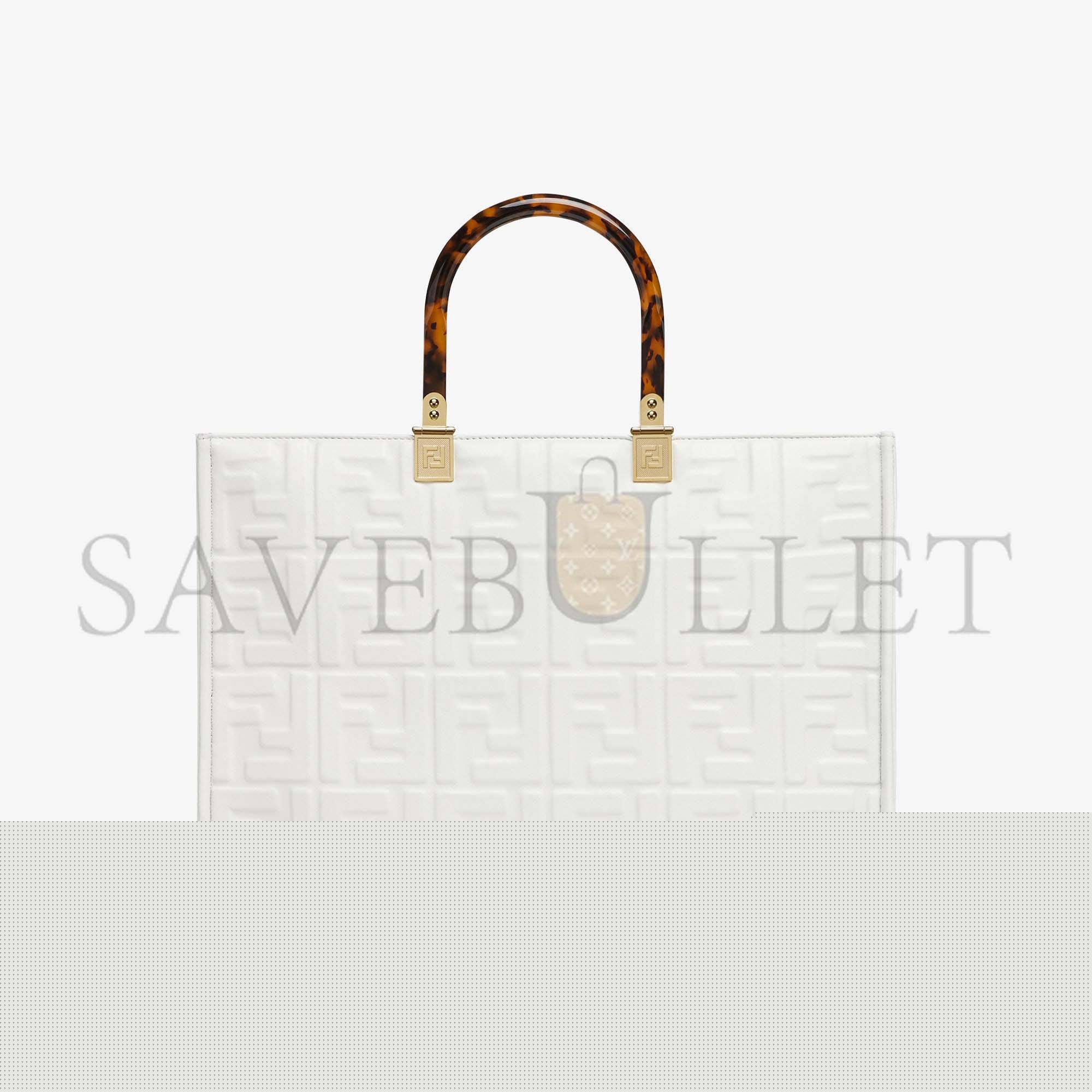 F**di sunshine medium - white leather shopper 8bh386amcvf0qvl (35*31*17cm)