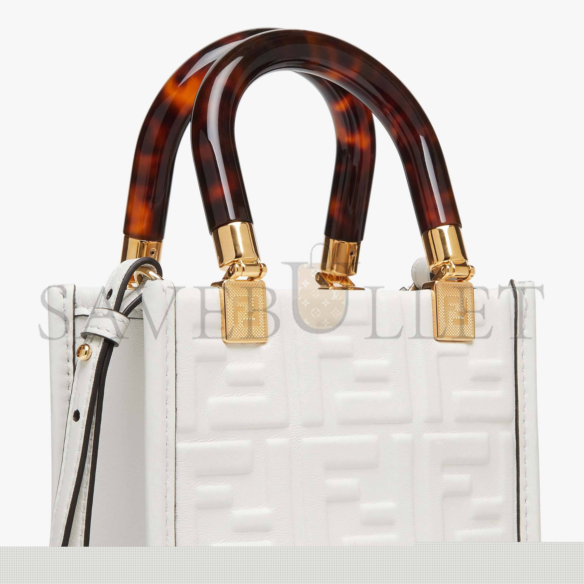 F**di mini sunshine shopper - white leather mini bag 8bs051amcif0qvl (18*13*6.5cm)
