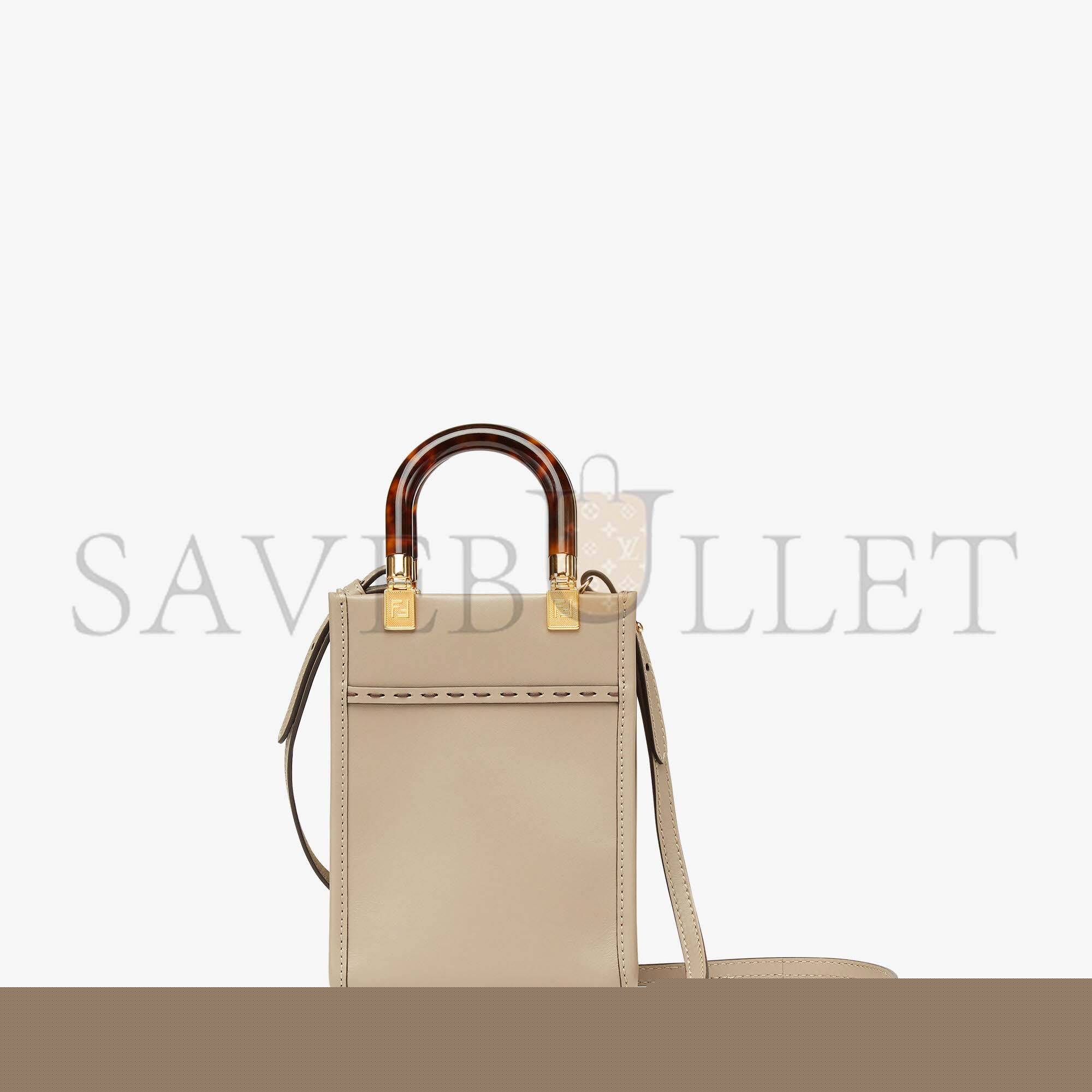 F**di mini sunshine shopper - dove-gray leather mini-bag 8bs051abvlf0e65 (18*13*6.5cm)