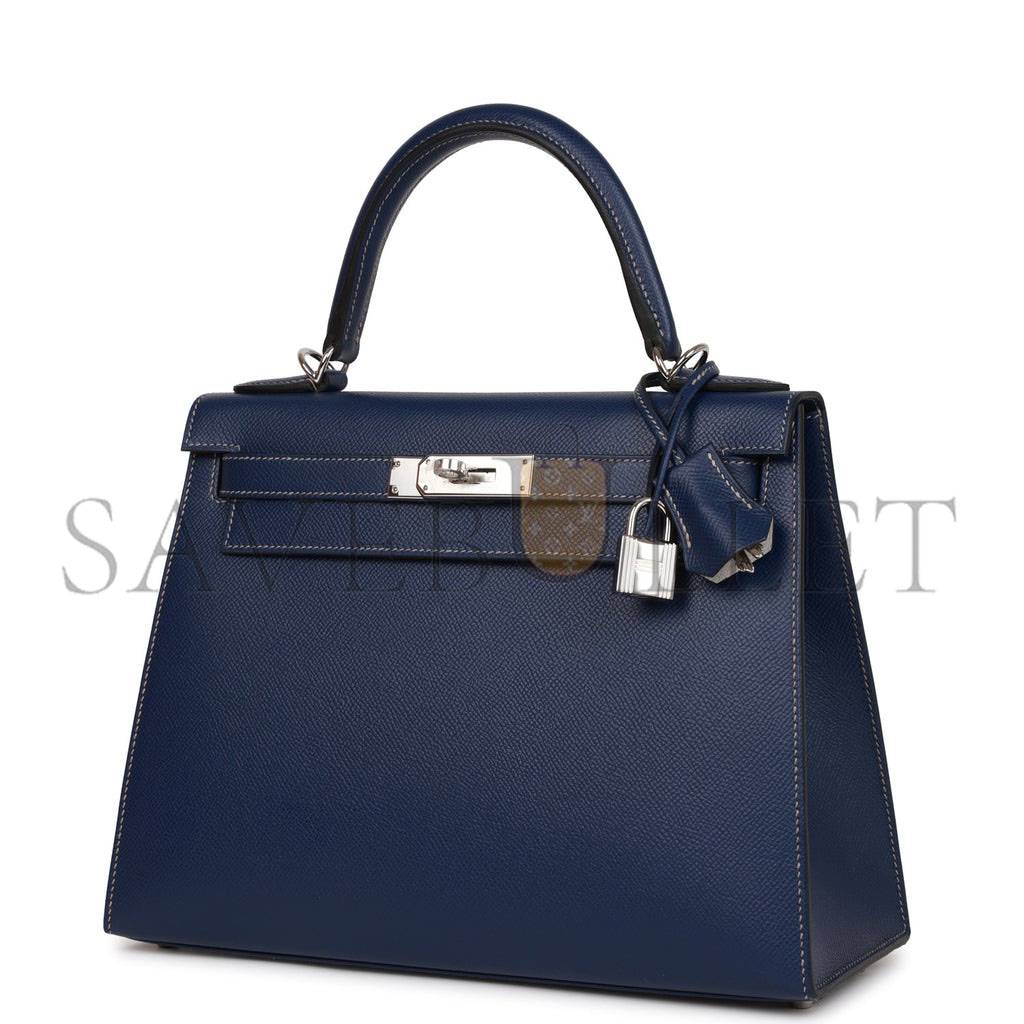 H**mes special order (hss) kelly sellier 28 bleu indigo epsom palladium hardware (28*22*10cm)