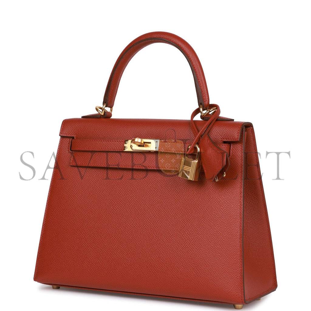 H**mes kelly sellier 25 rouge venetian epsom gold hardware (25*17*7cm)