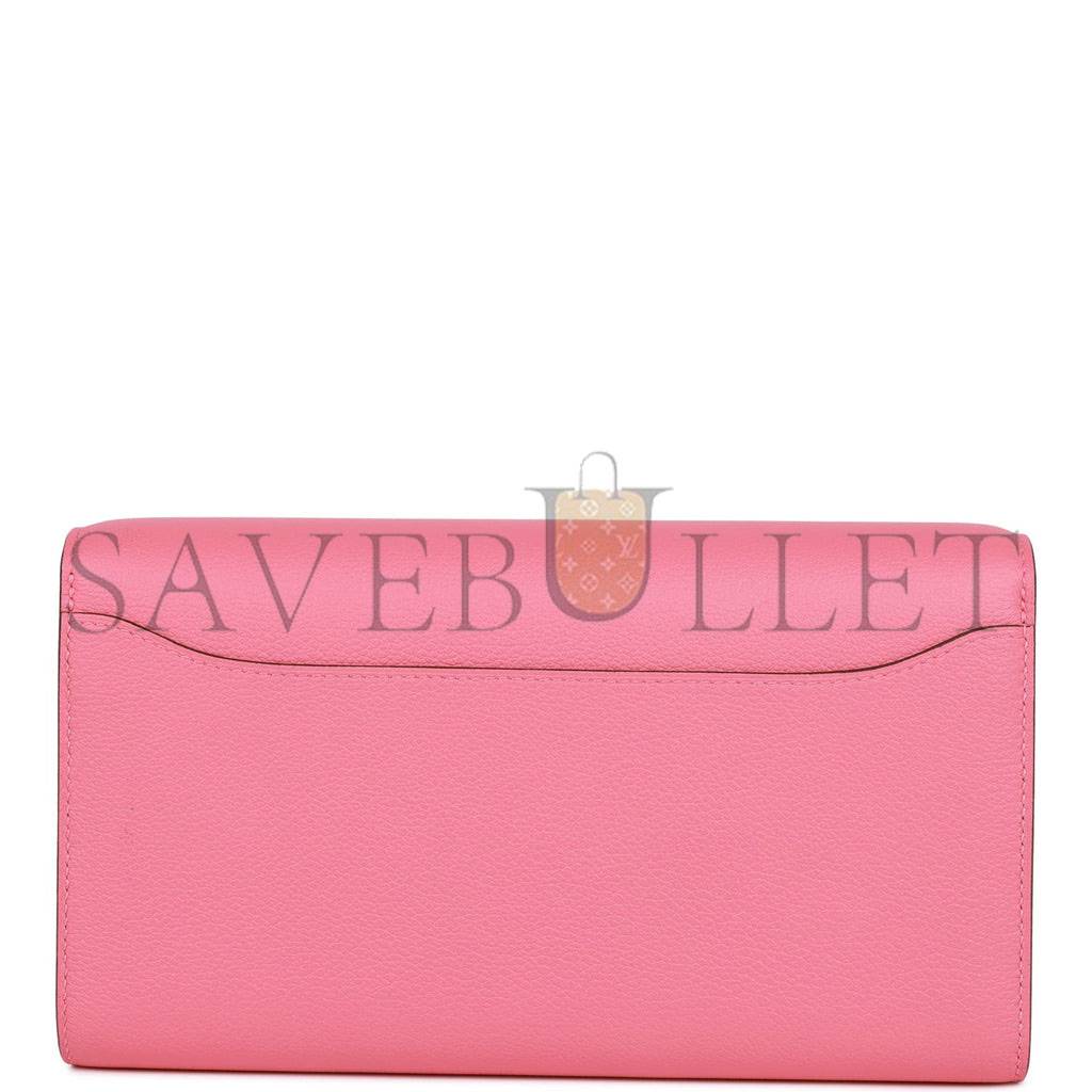 H**mes constance wallet to go rose azalee evercolor palladium hardware (20.3*11.4*3.8cm)