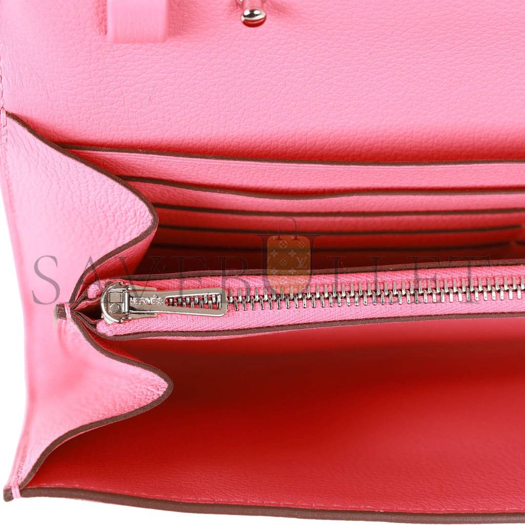 H**mes constance wallet to go rose azalee evercolor palladium hardware (20.3*11.4*3.8cm)