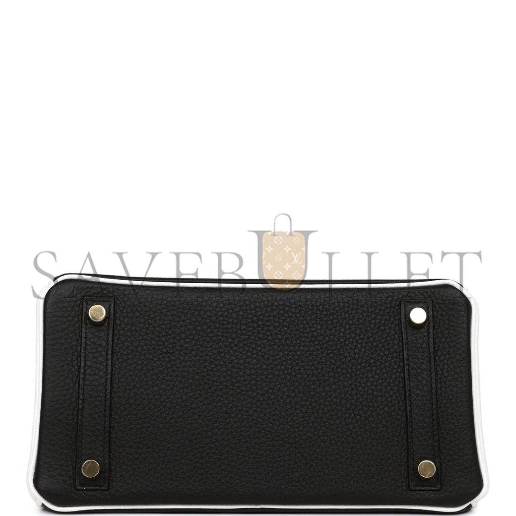 H**mes special order (hss) birkin 25 black and white clemence gold hardware (25cm)