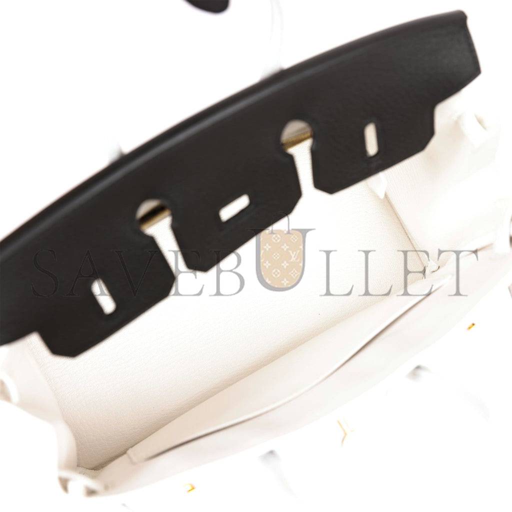 H**mes special order (hss) birkin 25 black and white clemence gold hardware (25cm)