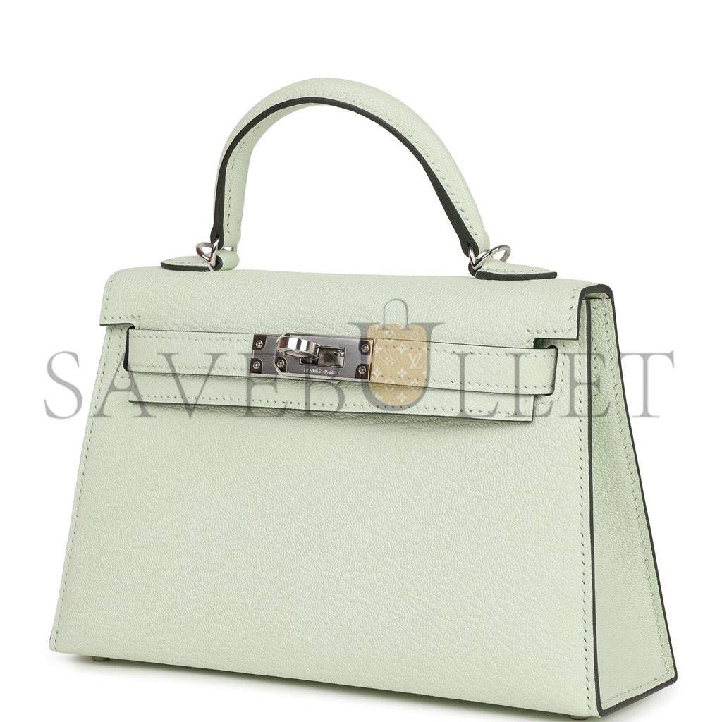 H**mes mini kelly sellier 20 vert fizz chevre palladium hardware (19*12*5.5cm)