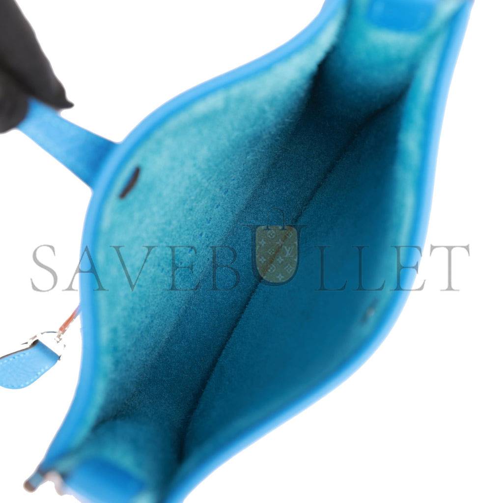 H**mes evelyne tpm bleu mykonos clemence palladium hardware (17cm)