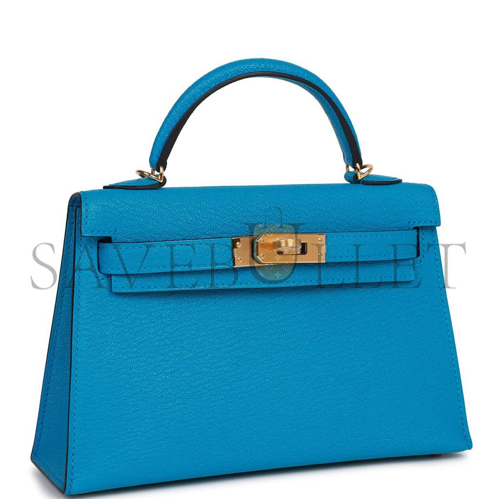 H**mes mini kelly sellier 20 bleu frida chevre gold hardware (19*12*5.5cm)