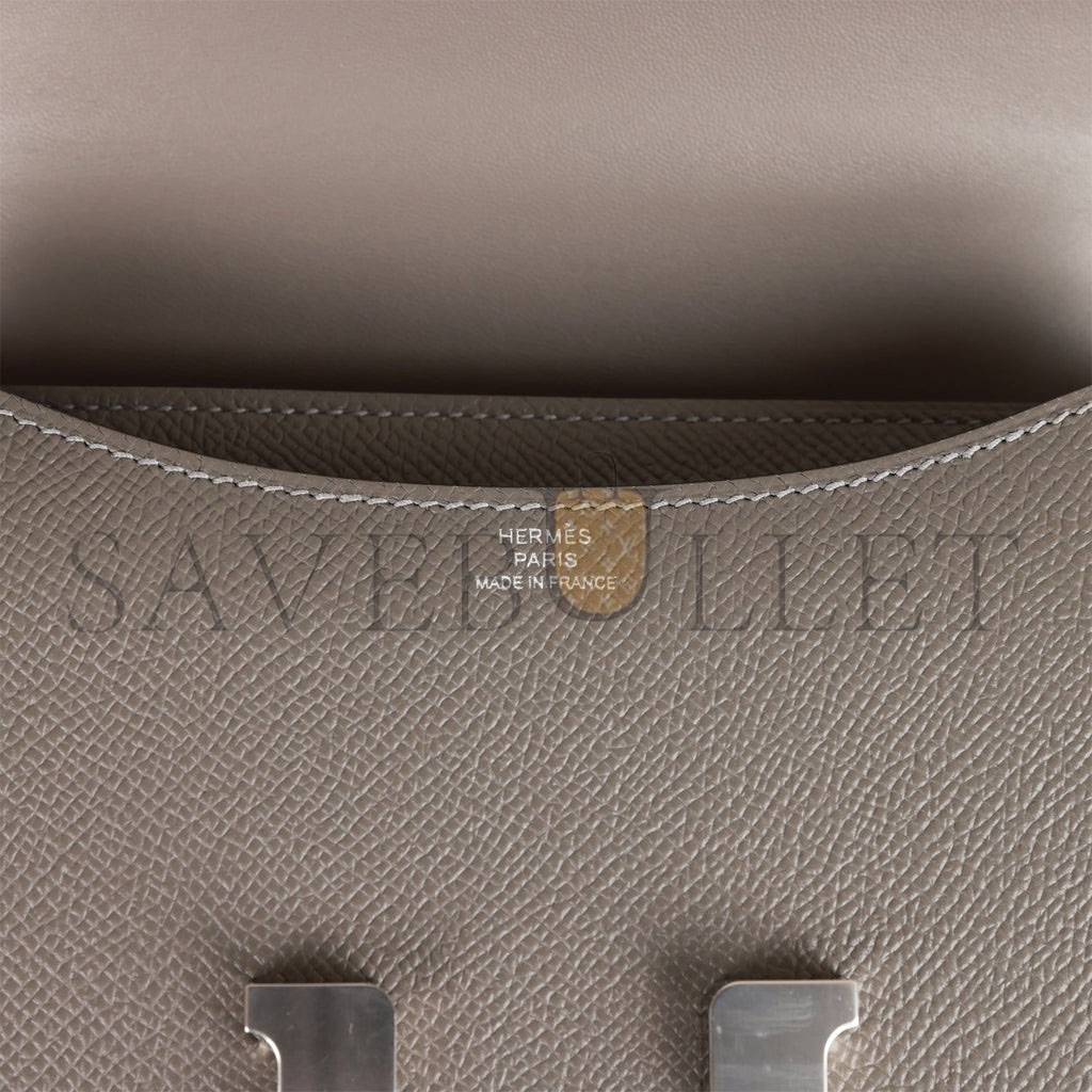 H**mes constance 18 gris meyer epsom palladium hardware (18cm)