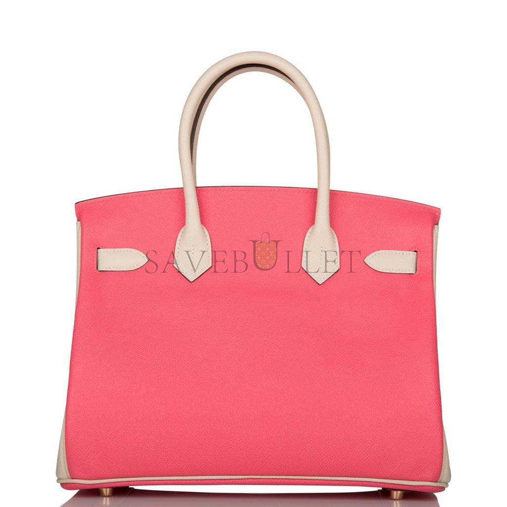 H**mes special order (hss) birkin 30 craie and rose azalee epsom brushed gold hardware ( 30cm*22*16cm)