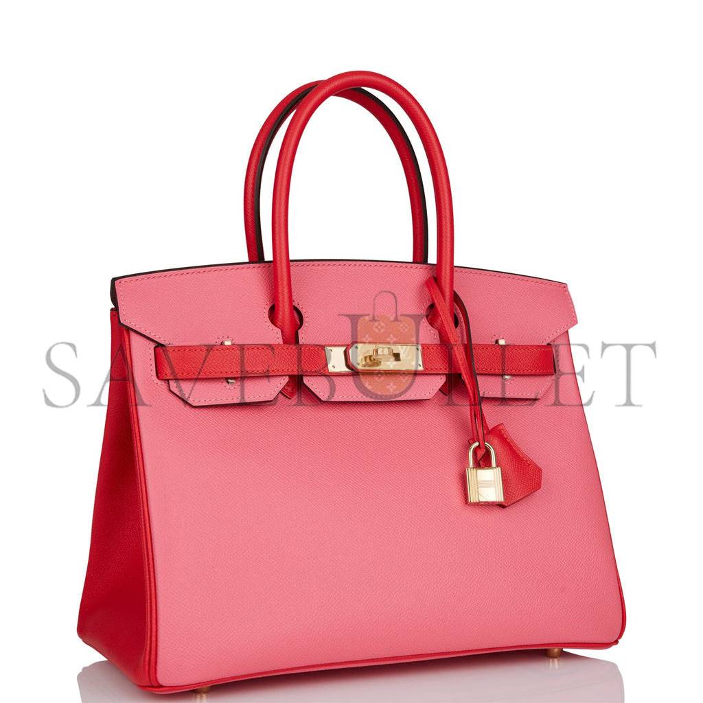 H**mes special order (hss) birkin 30 rose azalee and rouge de coeur epsom permabrass hardware( 30cm*22*16cm)