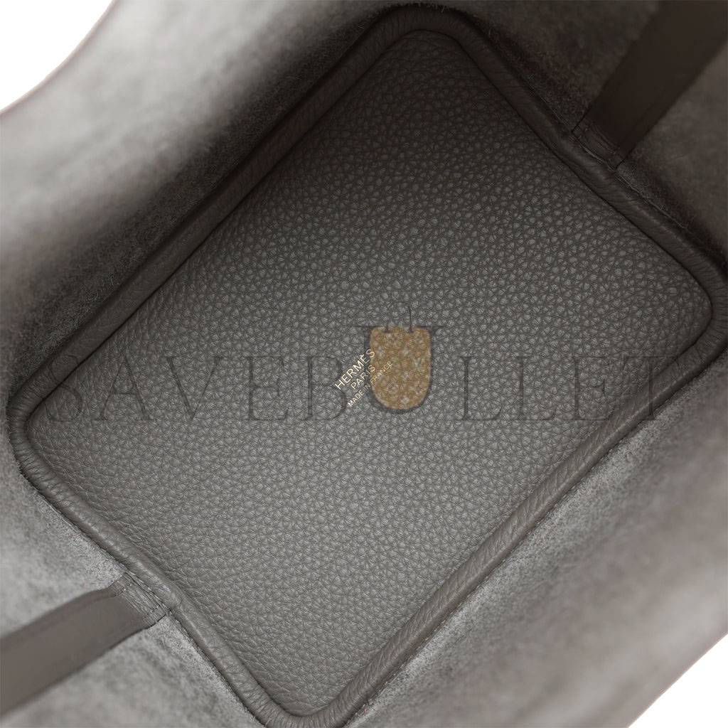 H**mes picotin lock 18 gris meyer clemence gold hardware (18*13*18cm)
