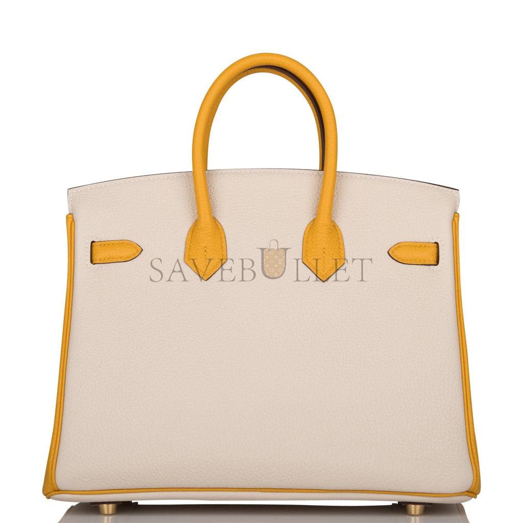 H**mes special order (hss) birkin 25 craie and jaune ambre togo brushed gold hardware handmade (25cm)