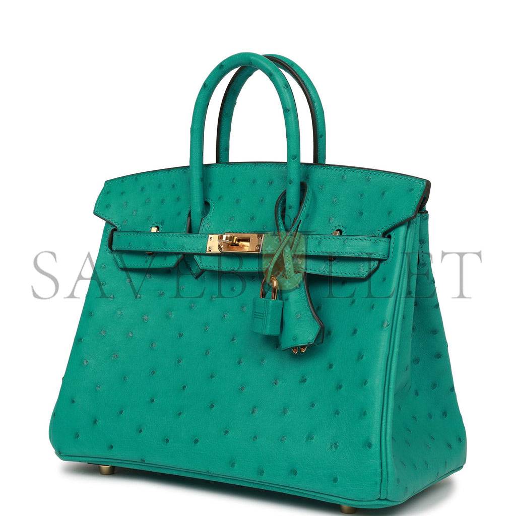 H**mes birkin 25 vert verone ostrich gold hardware handmade (25cm)