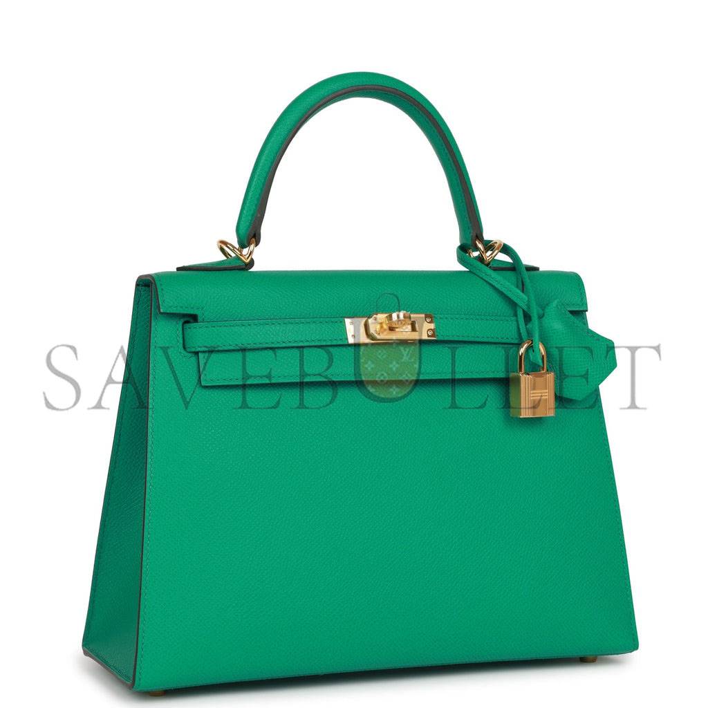 H**mes kelly sellier 25 vert jade epsom gold hardware handmade (25*17*7cm)