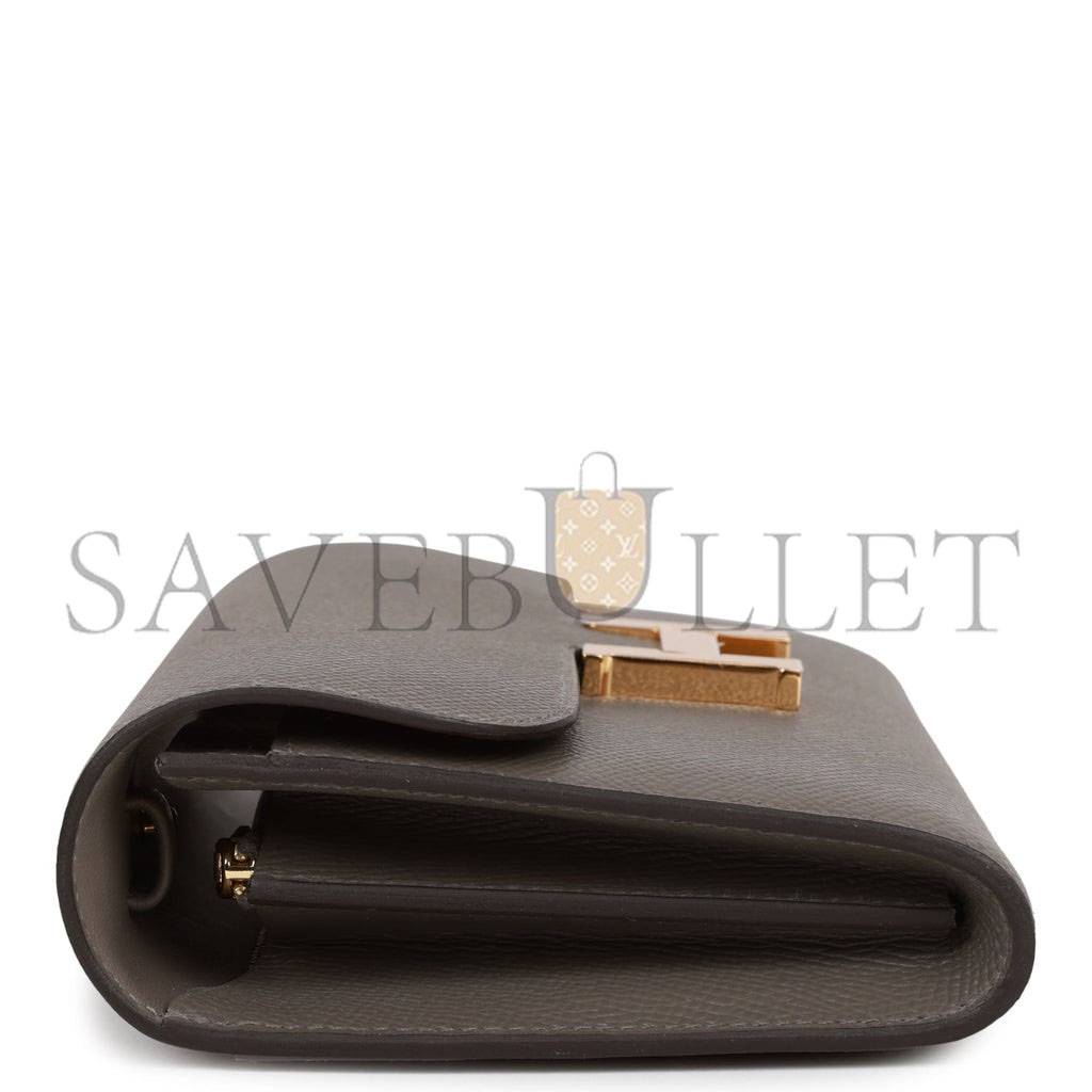 H**mes constance wallet to go gris meyer epsom gold hardware (20.5 x 13 x 2cm)