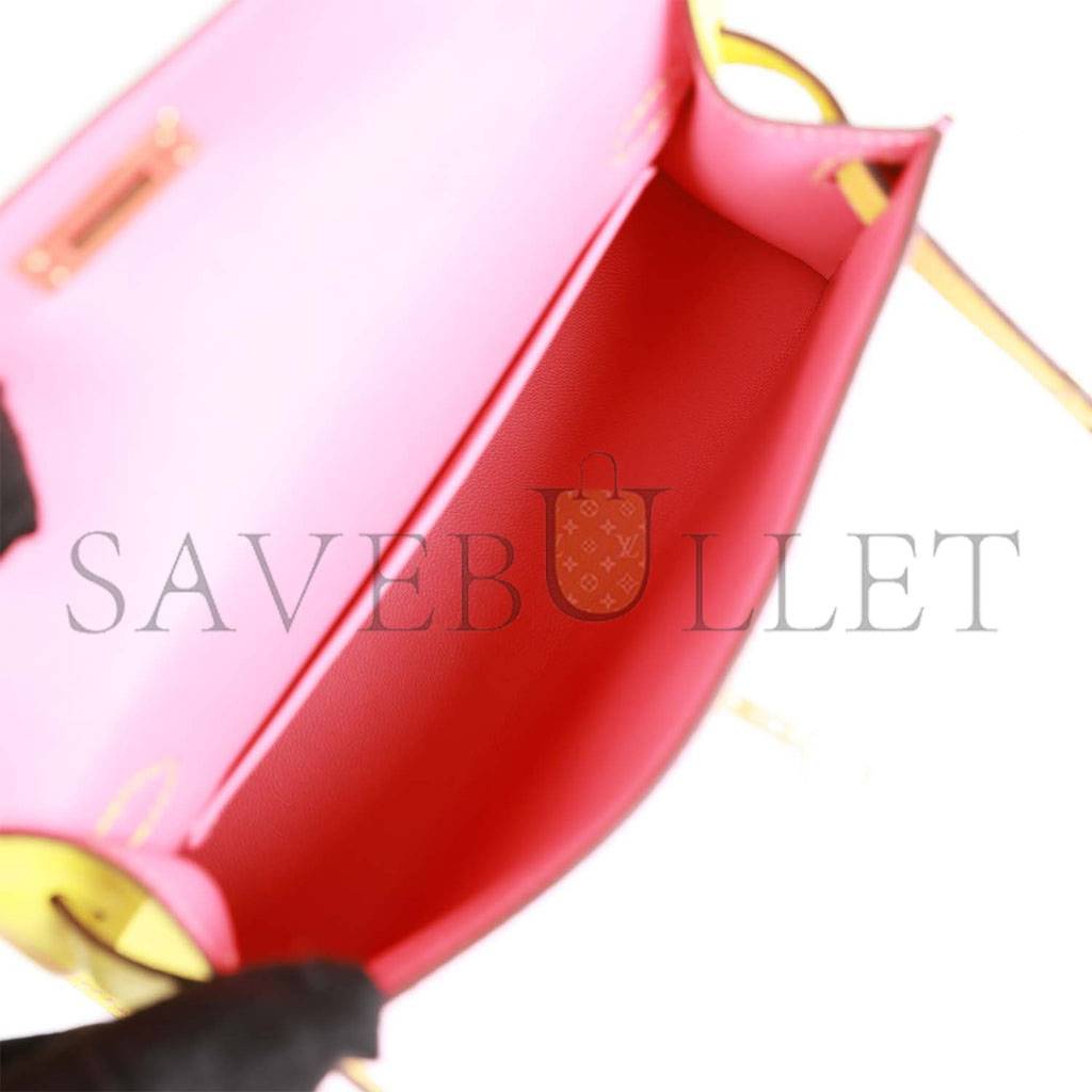 H**mes special order (hss) kelly mini sellier 20 rose azalee and lime epsom gold hardware (19*12*5.5cm)