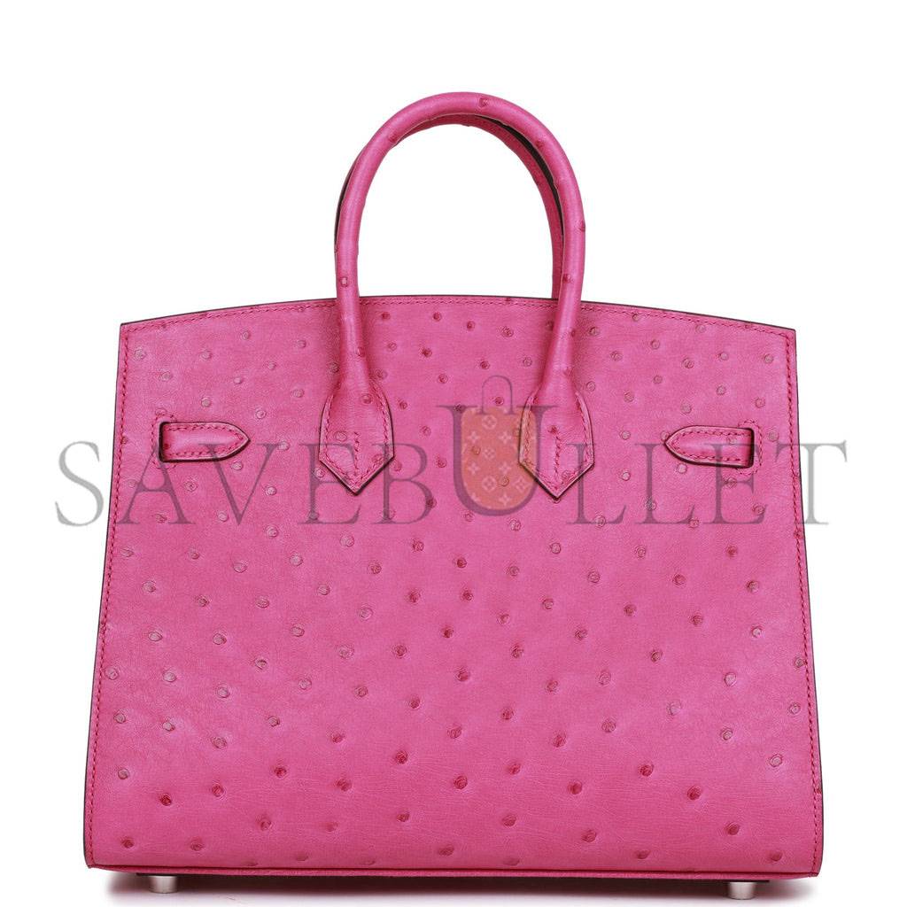 H**mes birkin sellier 25 rose pourpre ostrich palladium hardware handmade (25cm)
