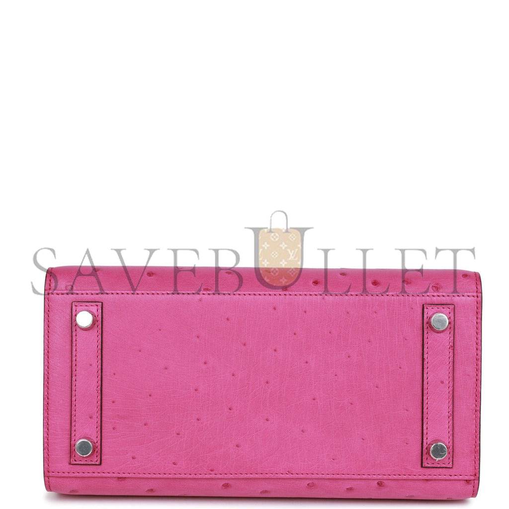 H**mes birkin sellier 25 rose pourpre ostrich palladium hardware handmade (25cm)