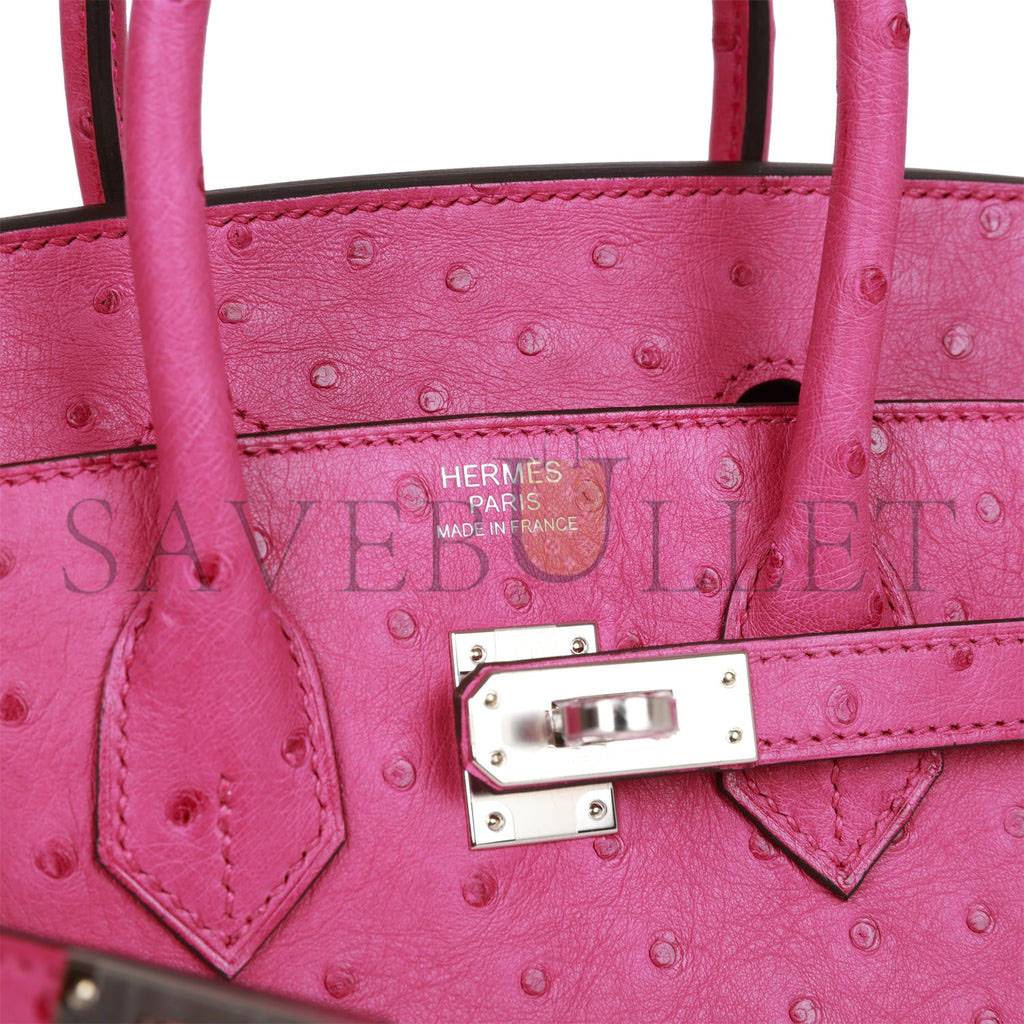 H**mes birkin sellier 25 rose pourpre ostrich palladium hardware handmade (25cm)