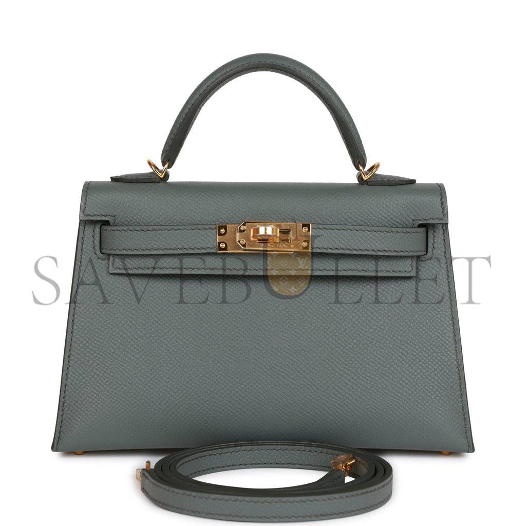H**mes mini kelly sellier 20 vert amande epsom gold hardware (19*12*5.5cm)