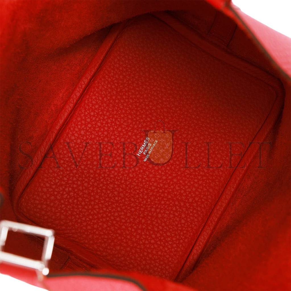 H**mes picotin lock 18 vermillion clemence palladium hardware (18*13*18cm)