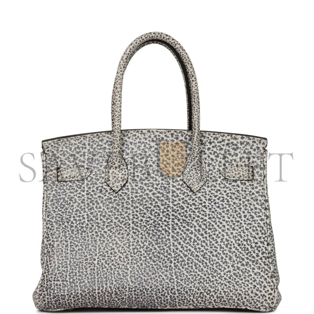 H**mes vintage H**mes birkin 30 white dalmatian buffalo gold hardware (30*22*16cm)