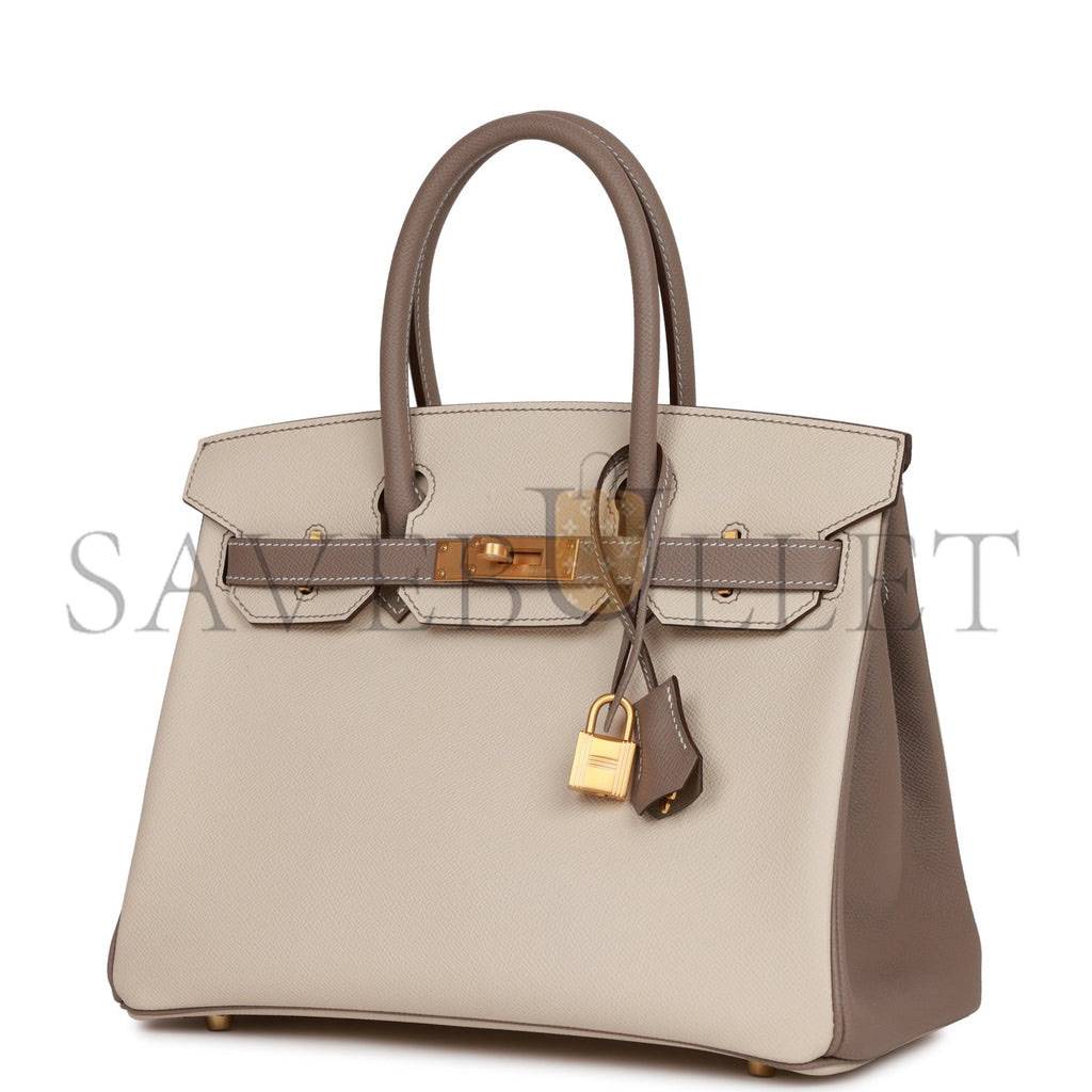 H**mes special order (hss) birkin 30 craie and gris asphalte epsom brushed gold hardware( 30cm*22*16cm)