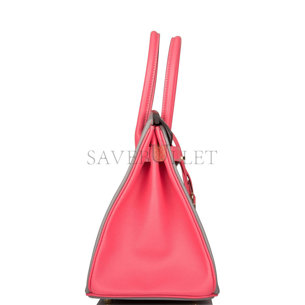 H**mes special order (hss) birkin 30 gris mouette and rose azalee epsom permabrass hardware( 30cm*22*16cm)