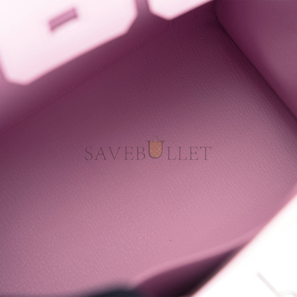 H**mes birkin sellier 25 mauve sylvestre epsom palladium hardware handmade (25cm)