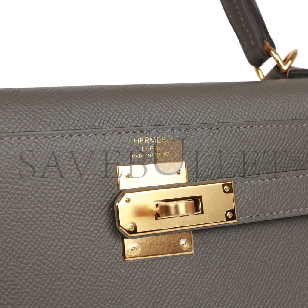 H**mes kelly sellier 28 gris meyer epsom gold hardware (28*22*10cm)