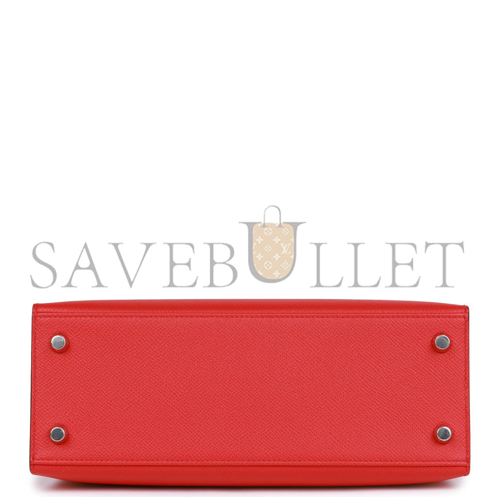 H**mes kelly sellier 25 rouge de coeur verso epsom palladium hardware (25*17*7cm