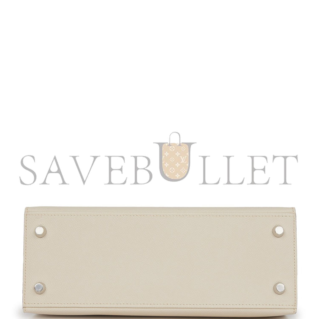 H**mes special order (hss) kelly sellier 25 craie and gris mouette epsom brushed palladium hardware handmade (25*17*7cm)